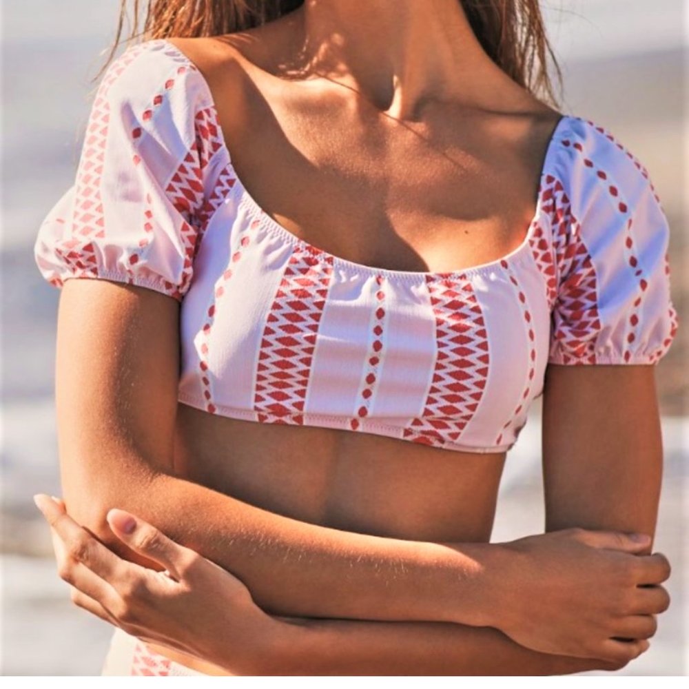 Lemlem Pink Jemari High Waisted Bikini Bottom & Pouf Bikini Top Set